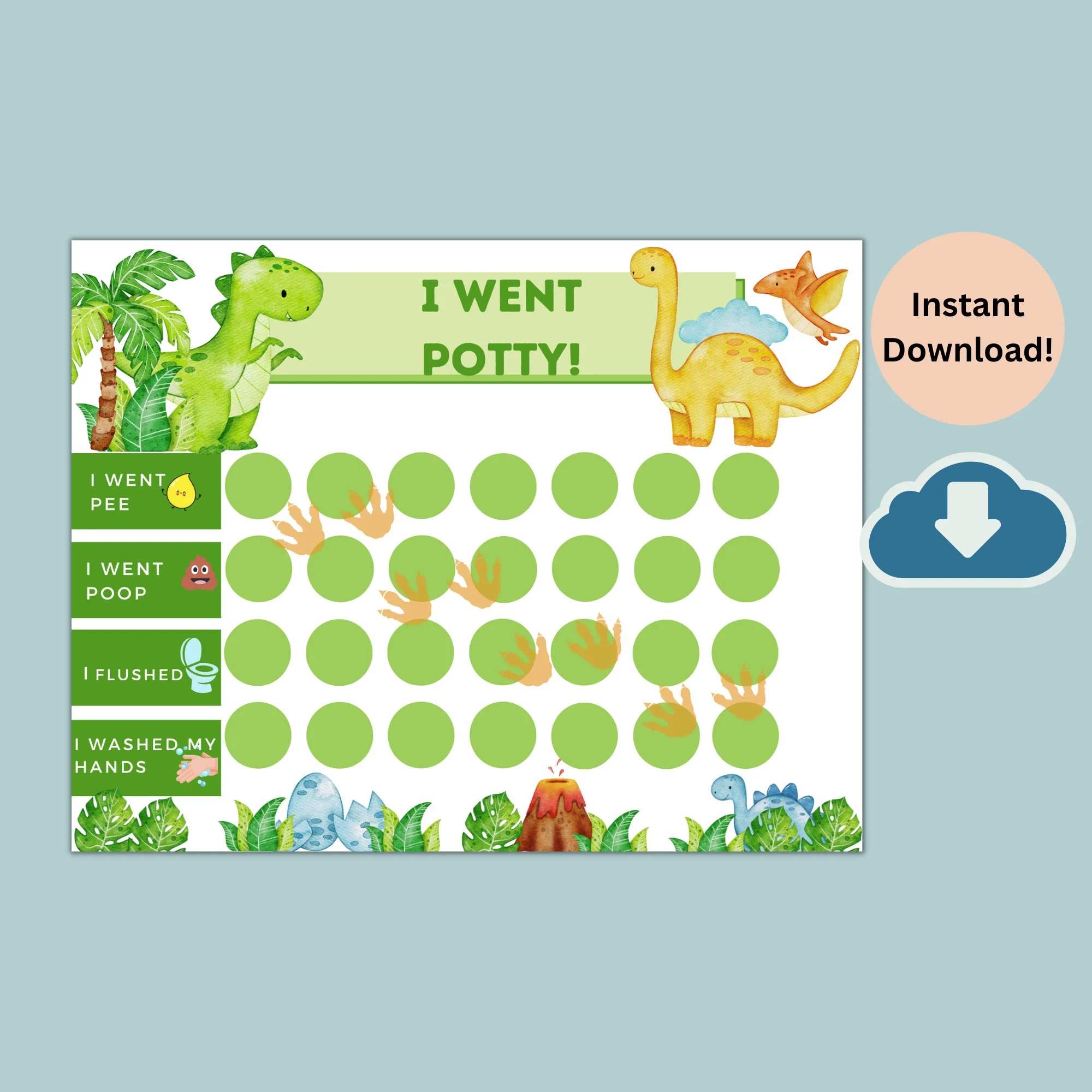 Potty Calendar Printable Dinosaur