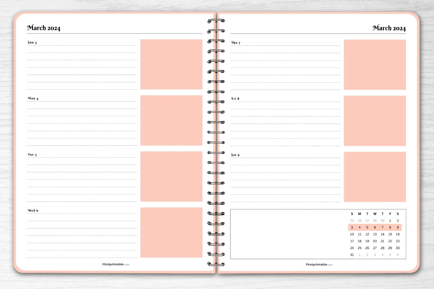 Printable Horizontal Weekly Planner Pages March 2024 Printable Horizontal Weekly Planner Pages March 2024