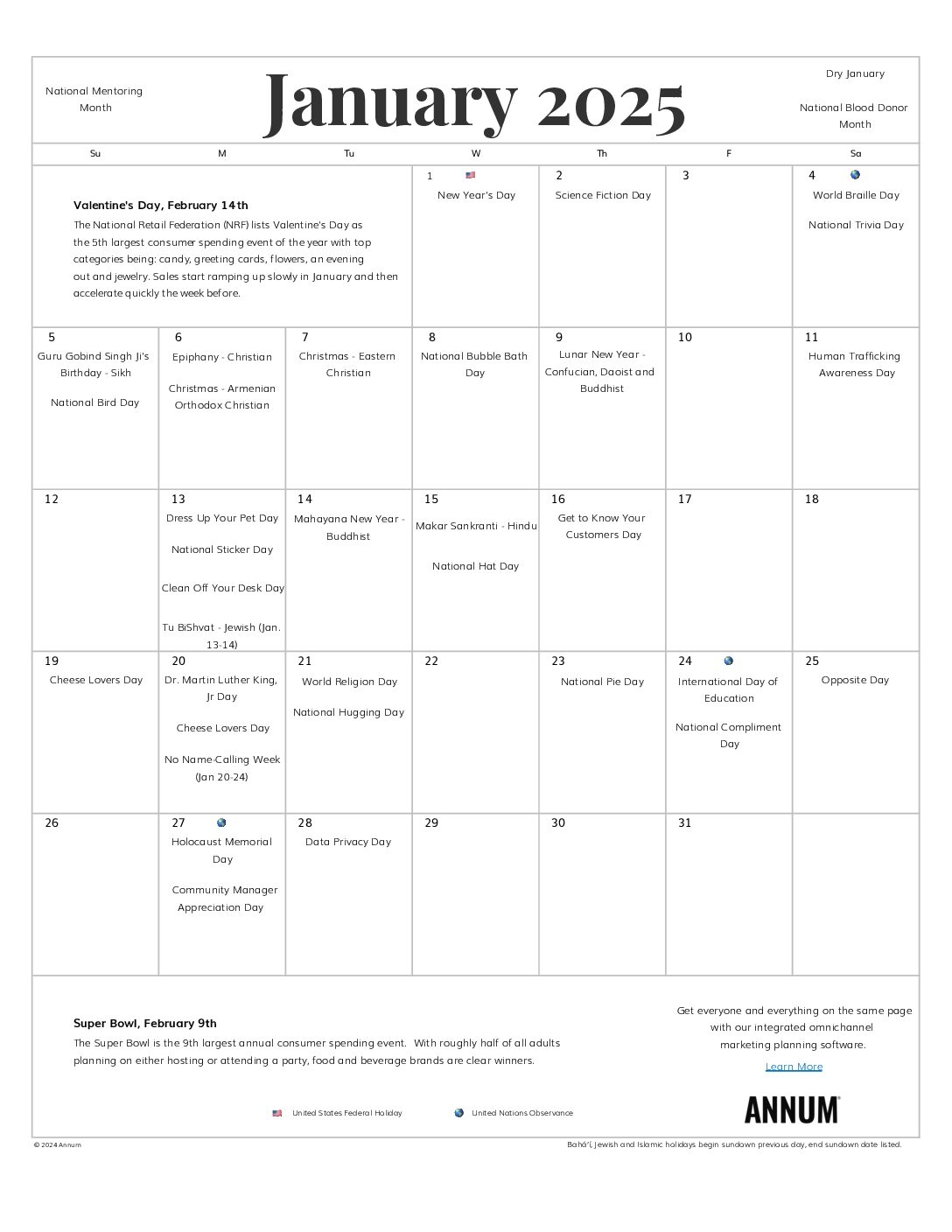 National Day Printable Calendar