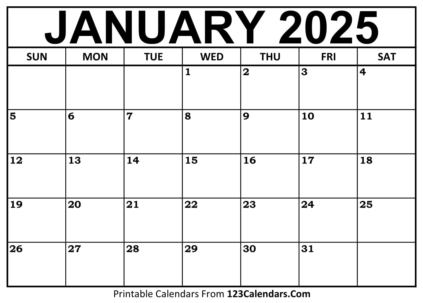 Printable January 2025 Calendar Templates Easy To Download U0026 Print Printable January 2025 Calendar Templates Easy To Download U0026 Print