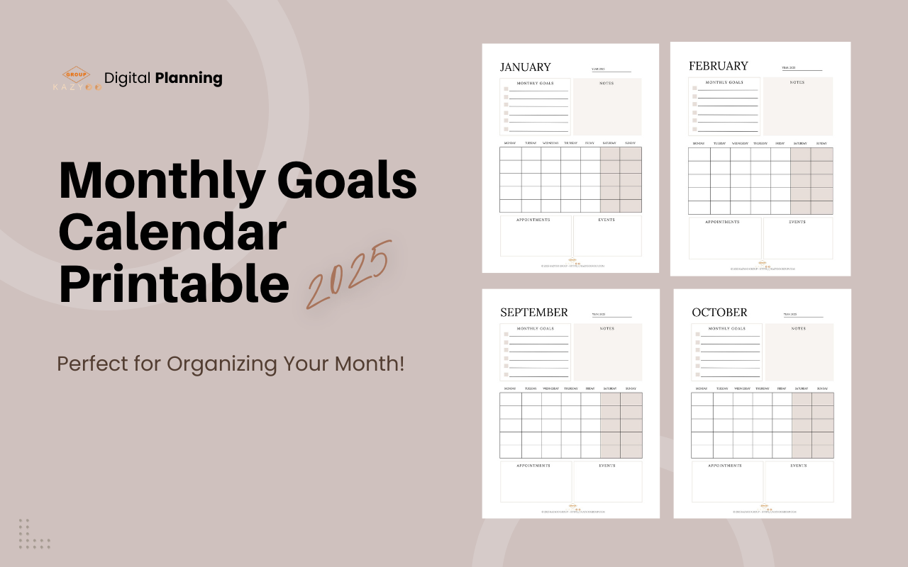 2025 Calendar Printable 12 Month Planning Notes