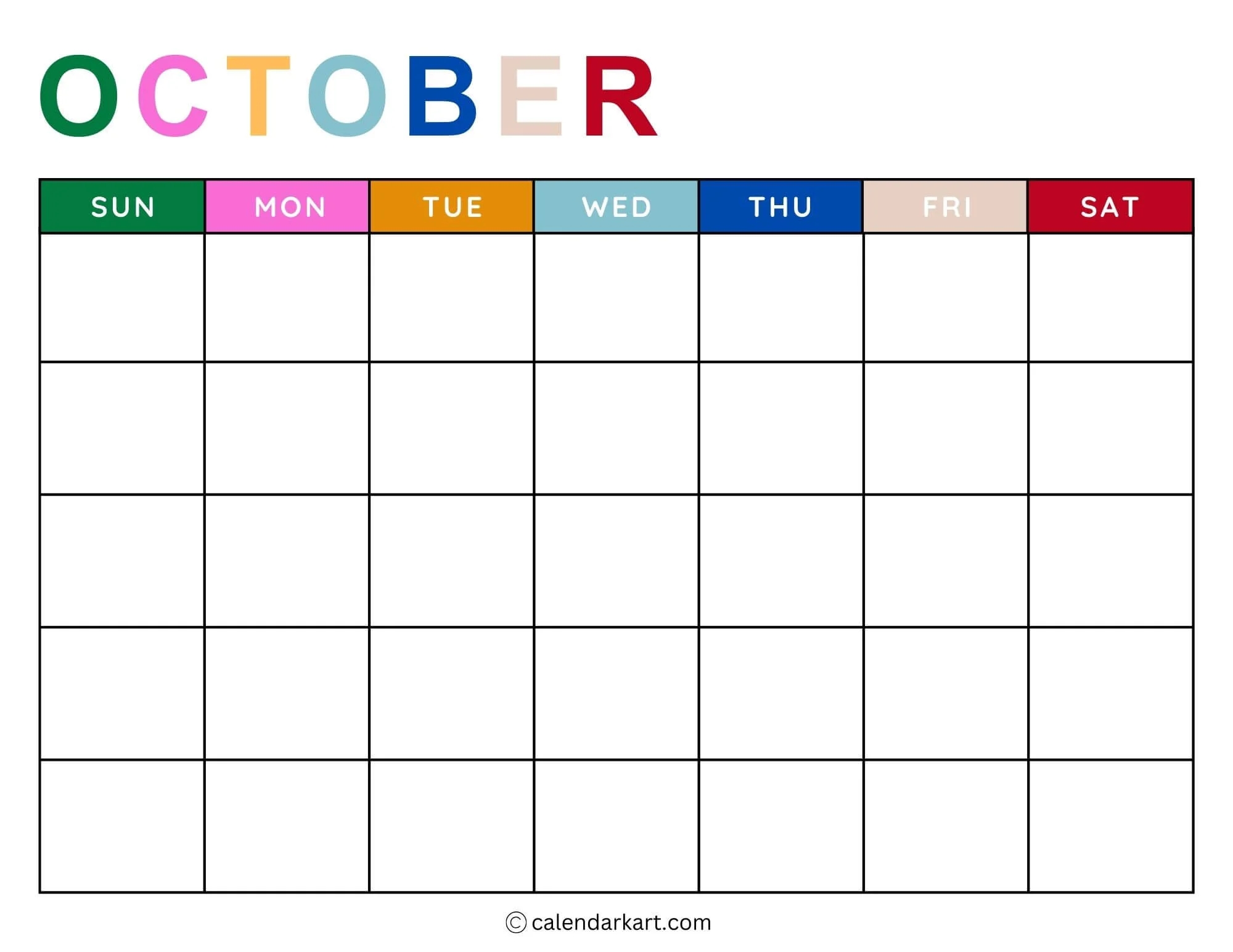 Plain Printable Calendar