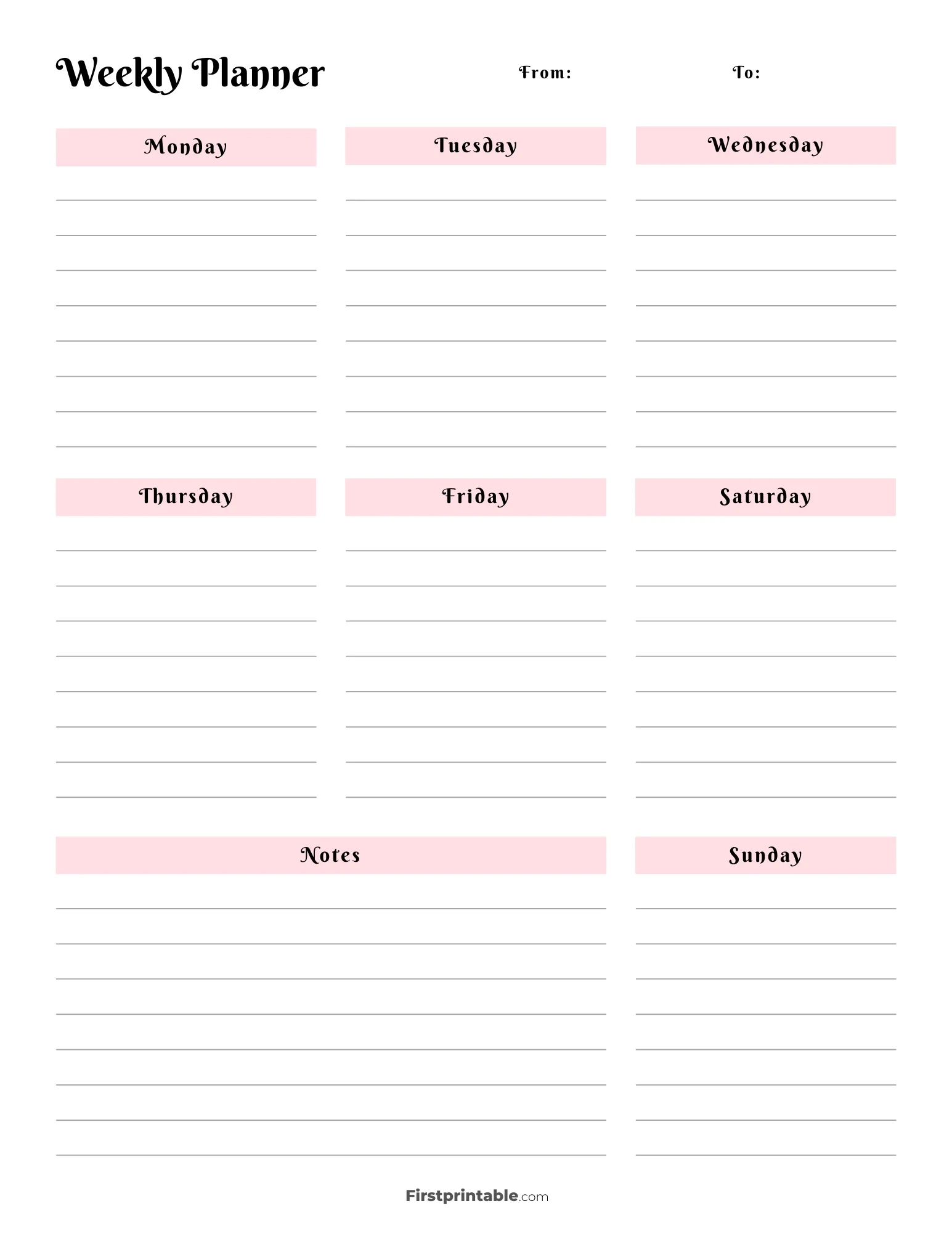 Printable Weekly Calendar U0026 Planner Free Templates