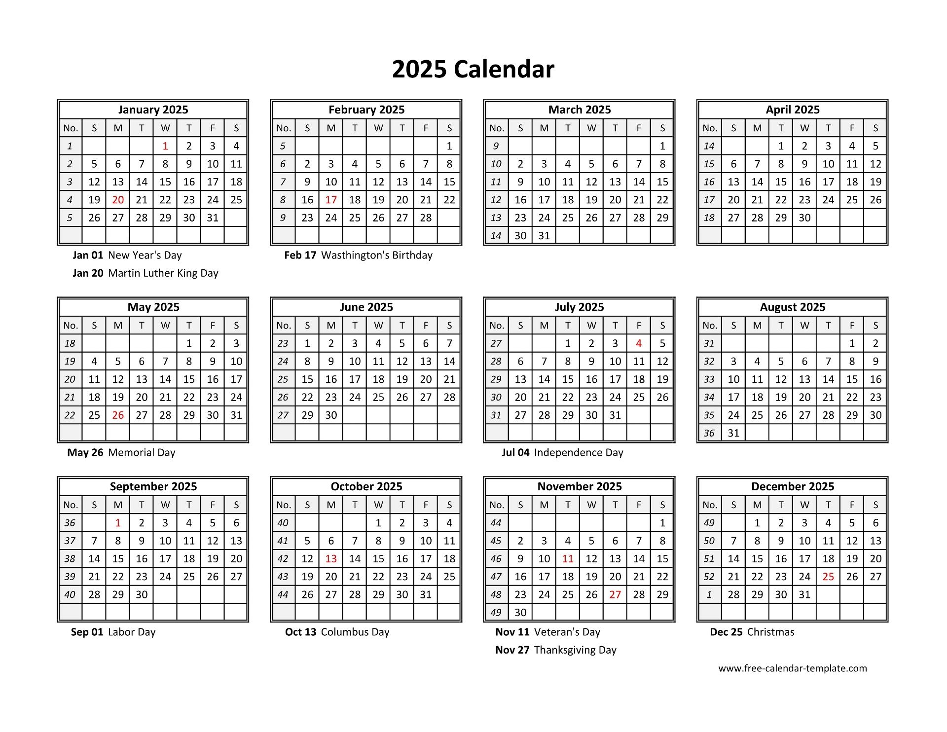 Printable Yearly Calendar 2025 Free calendar template Printable Yearly Calendar 2025 Free calendar template
