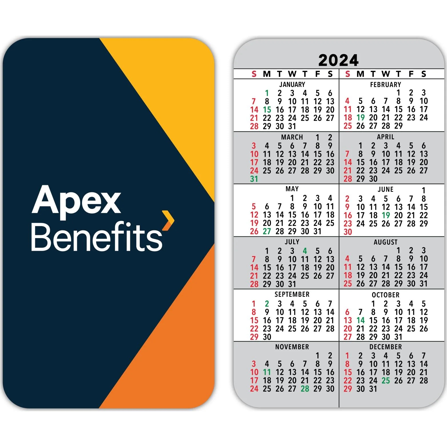 promotional vertical calendar cards 2025