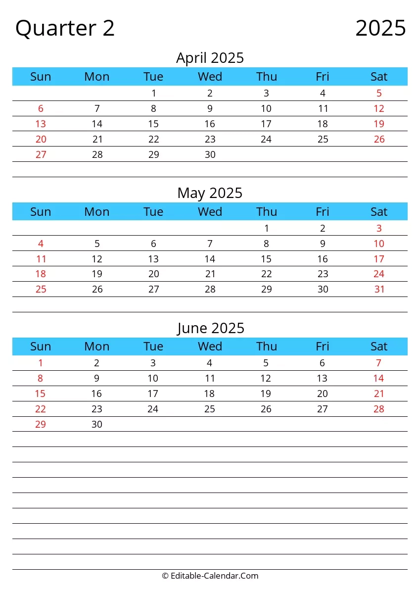 Quarter 2 Of 2025 Editable Calendar In Excel Word PDF Quarter 2 Of 2025 Editable Calendar In Excel Word PDF
