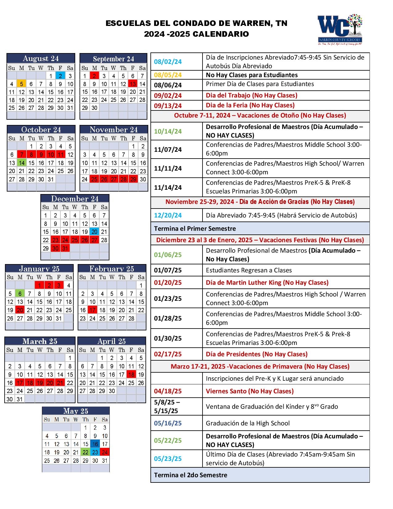 school calendar