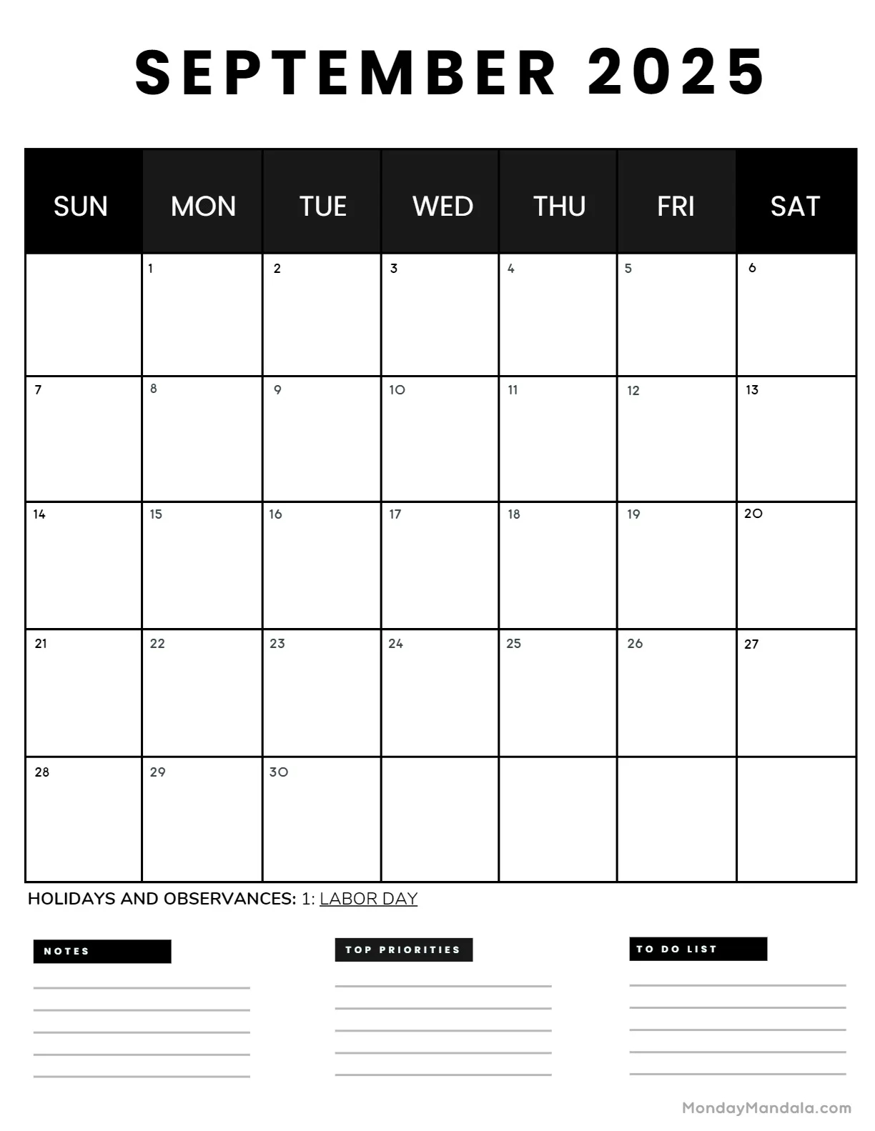 Calendar September 2025 Printable Full Page Landscape Calendar September 2025 Printable Full Page Landscape