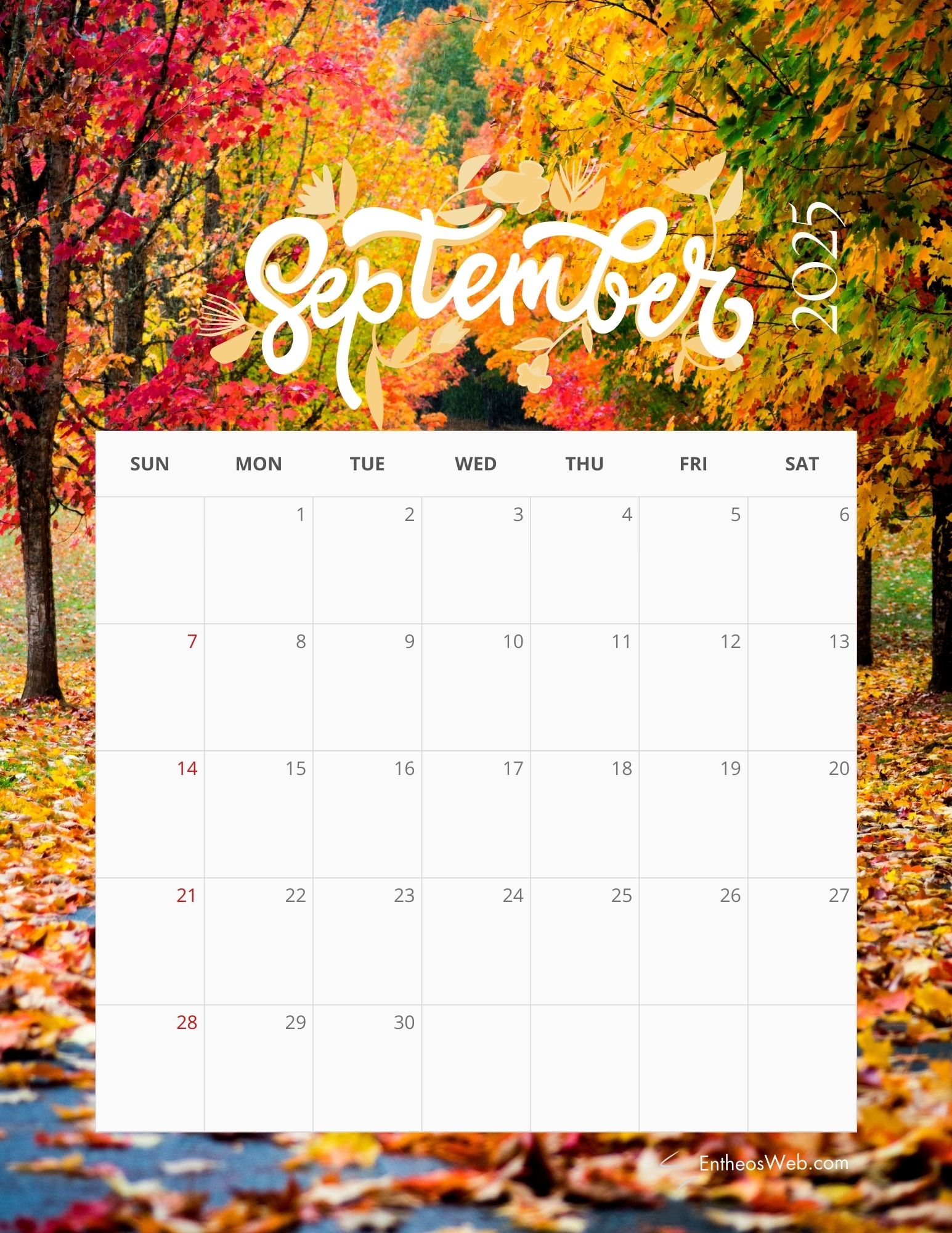 September 2025 Calendar Printables EntheosWeb