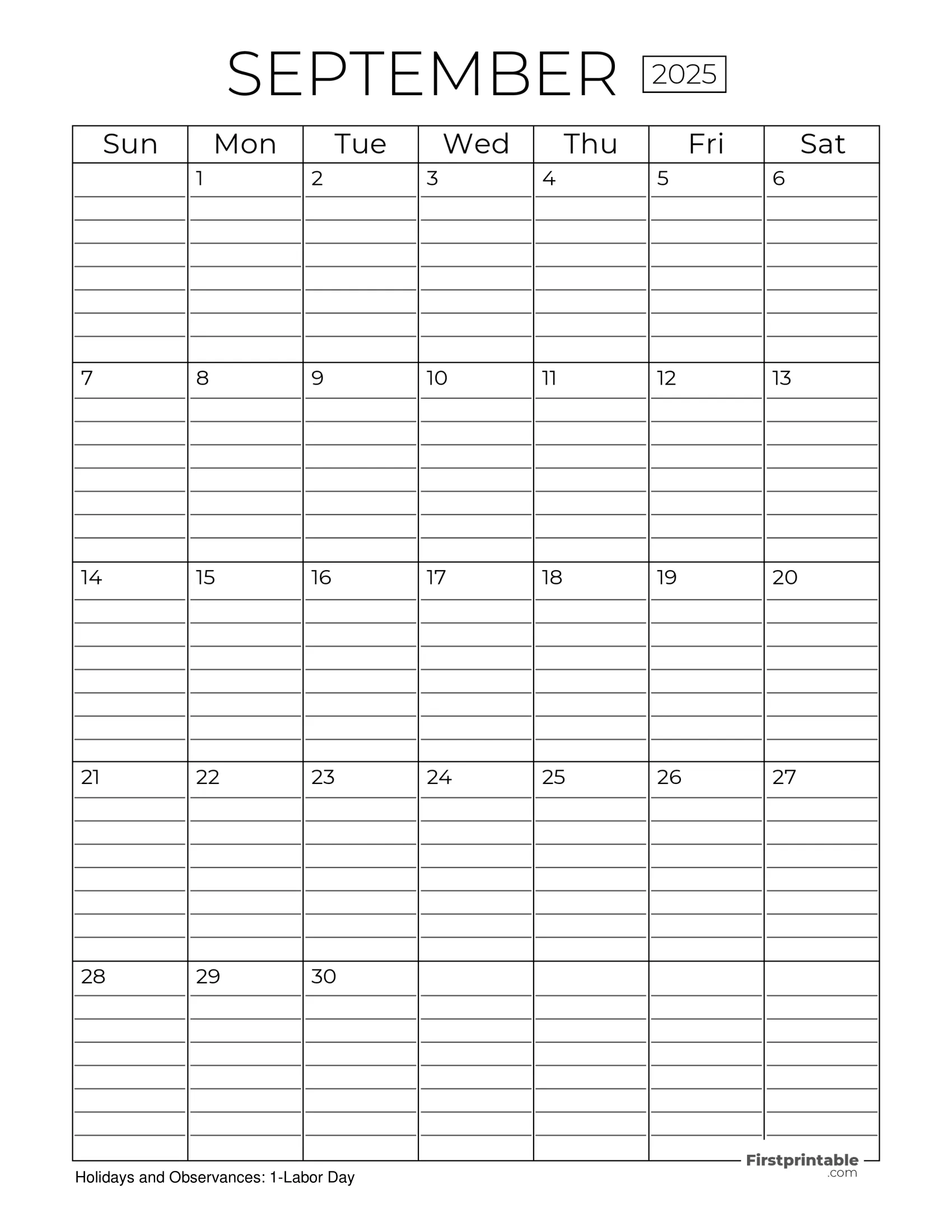 September Printable Calendar 2025 Free September Printable Calendar 2025 Free
