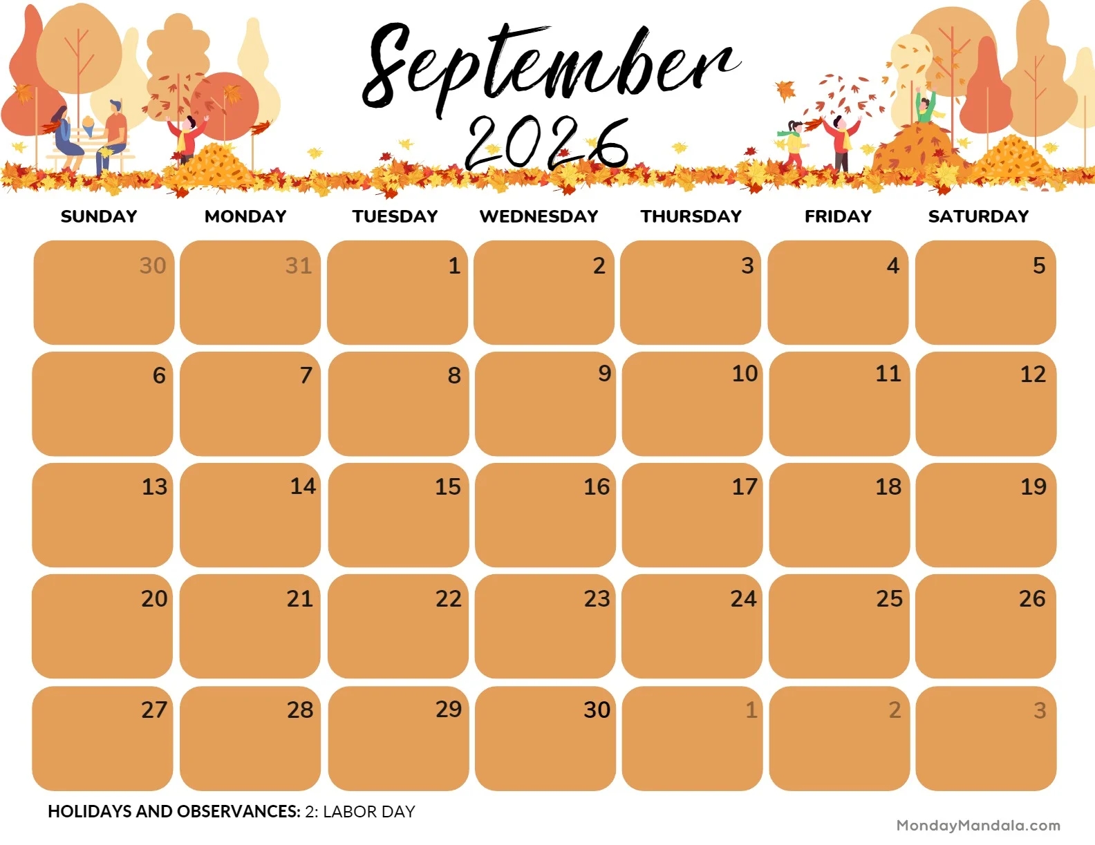 September 2026 Calendars 52 Free PDF Printables 
