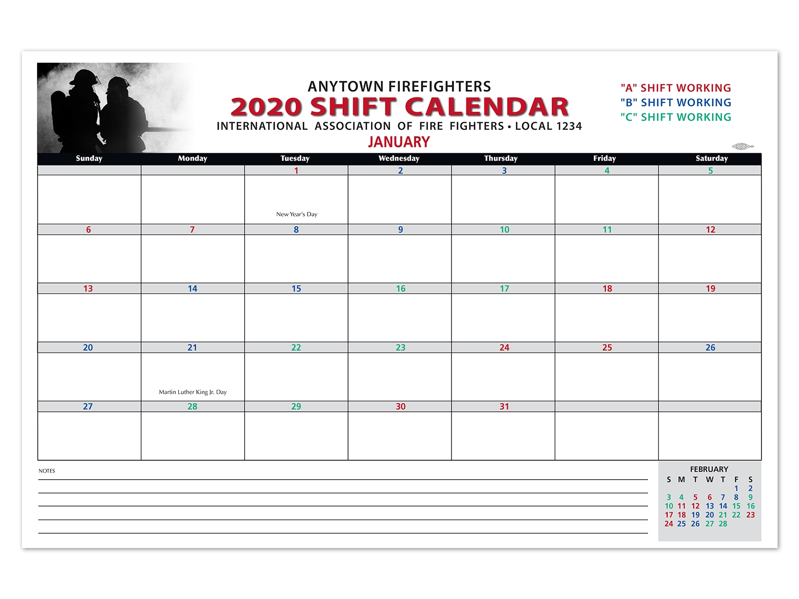 Shift Calendars Firefighters Print Design