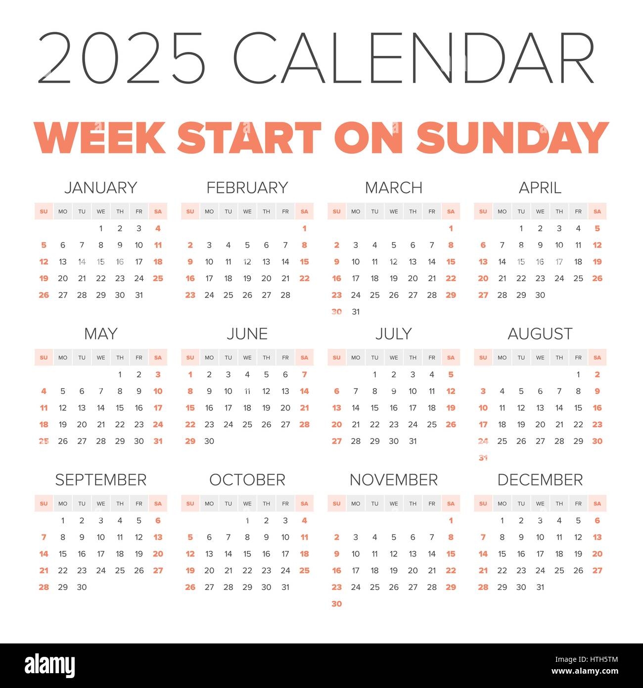 Simple 2025 Year Calendar Week Starts On Monday Stock Vector Image Art Alamy Simple 2025 Year Calendar Week Starts On Monday Stock Vector Image Art Alamy