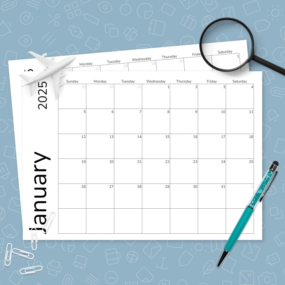 Simple Monthly Calendar Grid Template Printable PDF