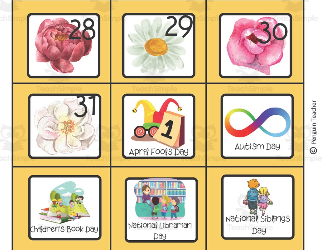 Spring Theme Calendar Pieces By Teach Simple