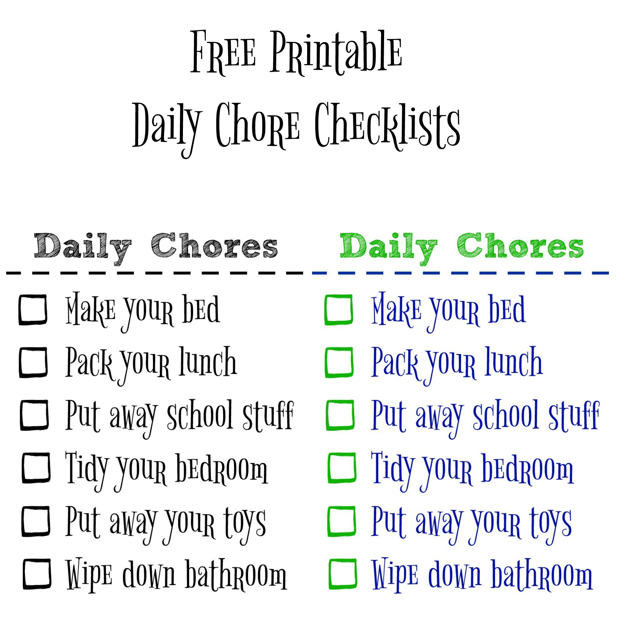 Free Printable Daily Chore Calendar For Kids Free Printable Daily Chore Calendar For Kids