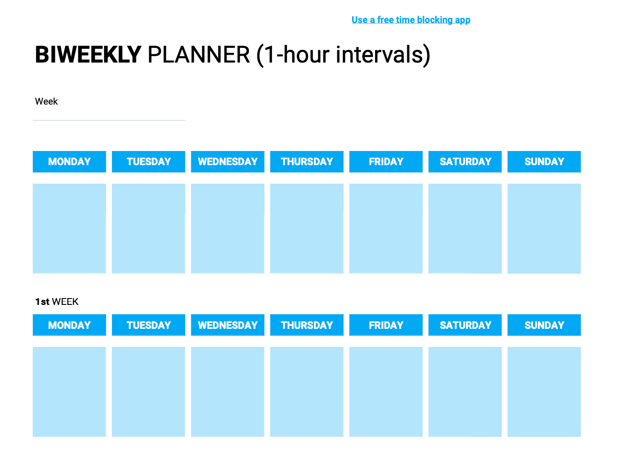 Printable Biweekly Calendar