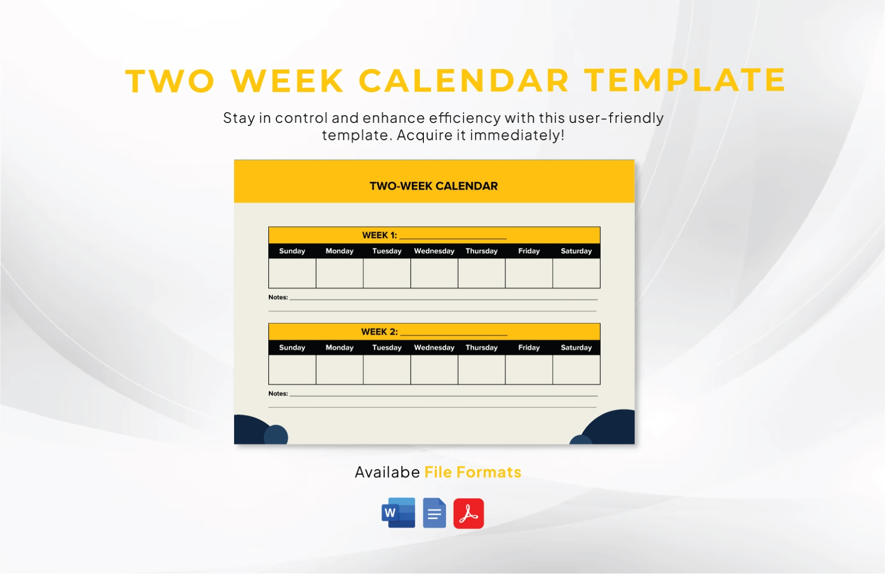 Two Week Calendar Template In Word PDF Google Docs Pages Download Template