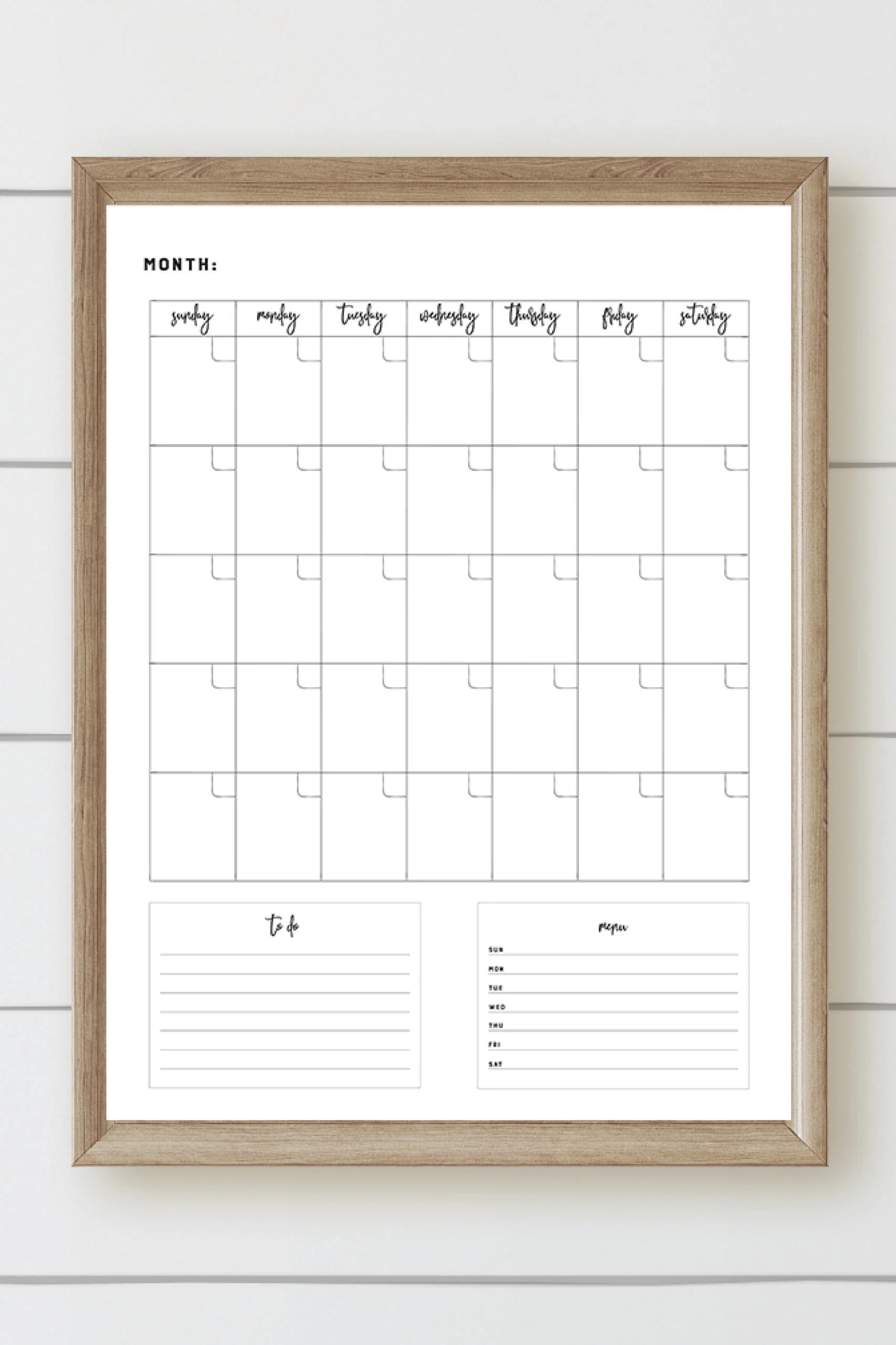 Farmhouse Printable Monthly Calendar