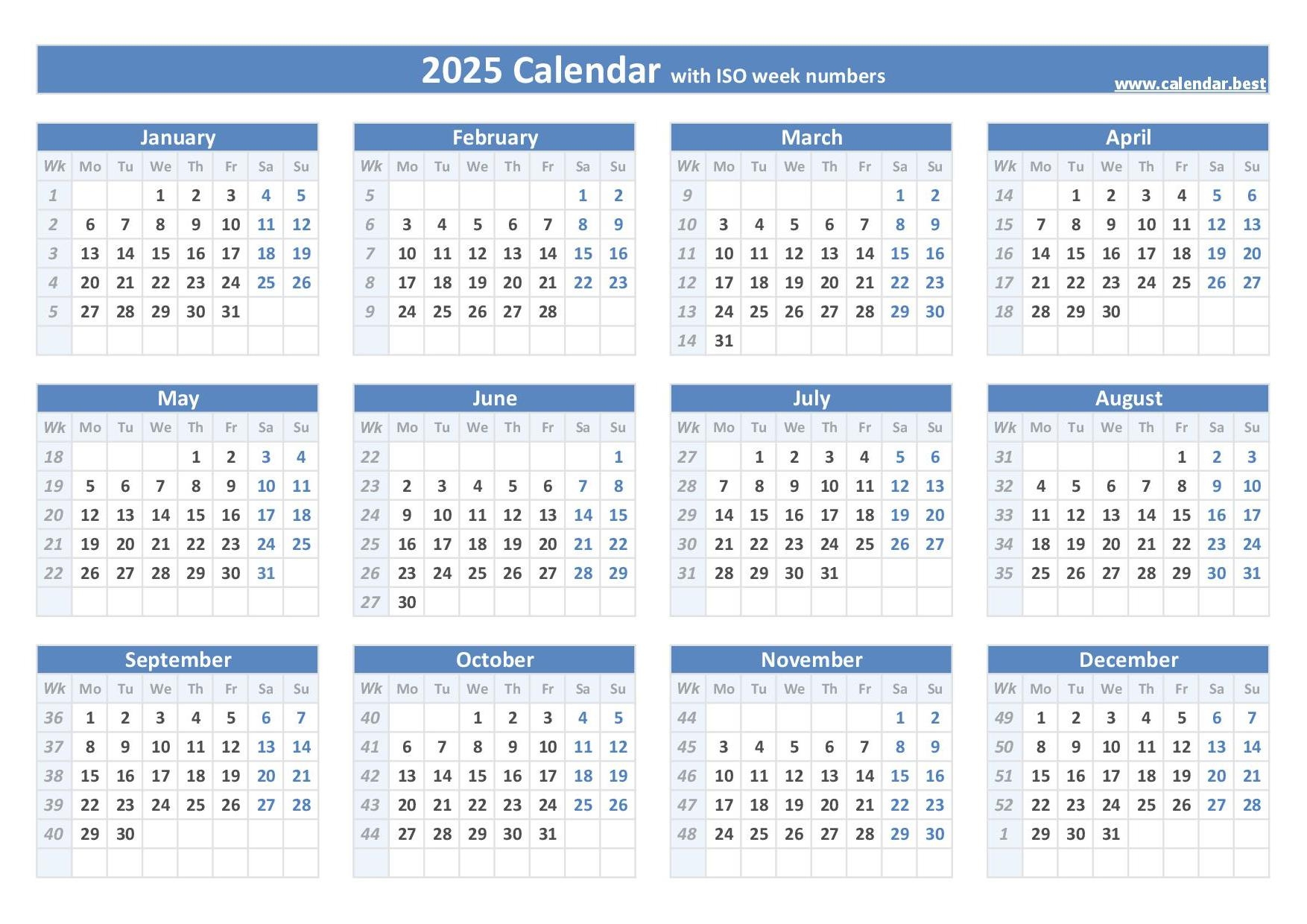 Week 52 2025 Dates Calendar And Weekly Schedule To Print