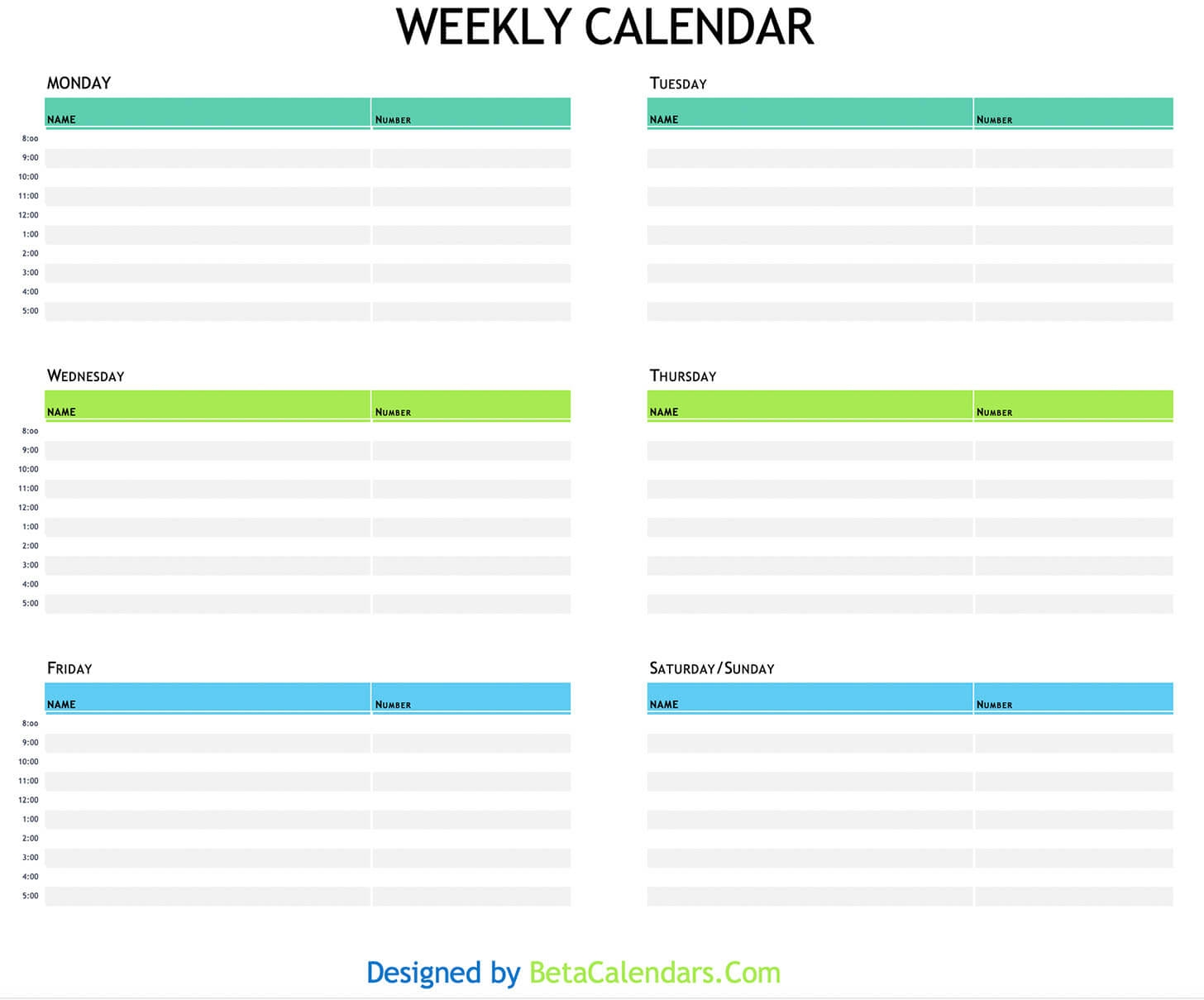 Week Calendar Free Printable Week Calendar Free Printable