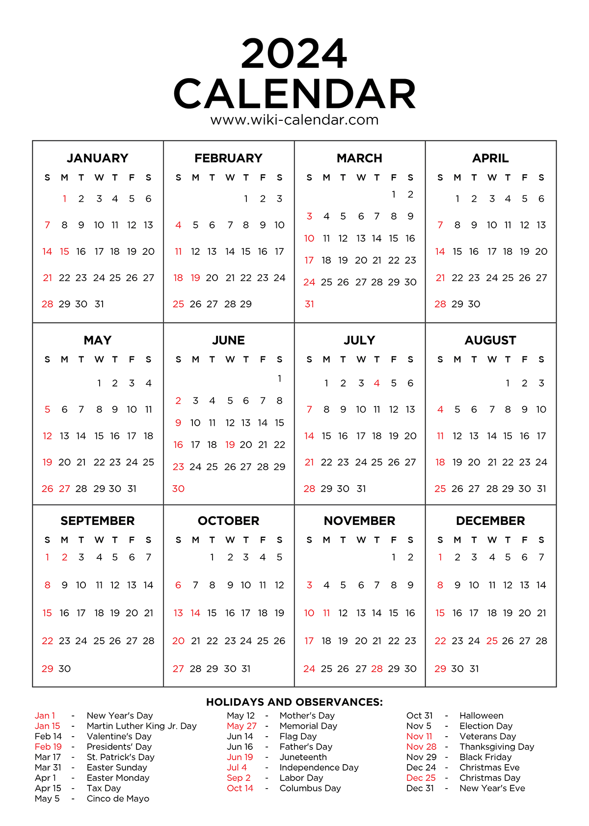 Free Calendar Printable