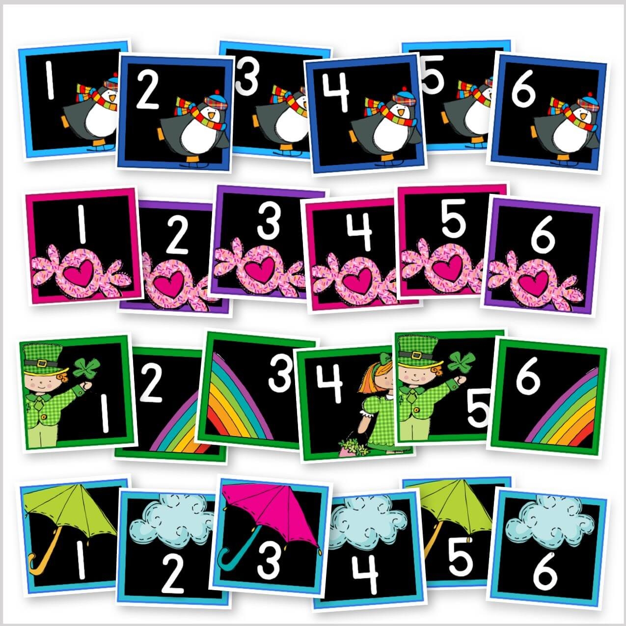 Year Long Calendar Number BUNDLE With Black Background Kinder Craze