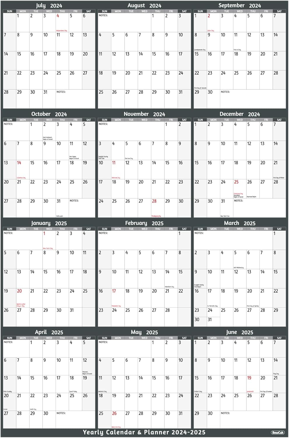 Yearly Wall Calendar 2024 2025 Large Yearly Armenia Ubuy