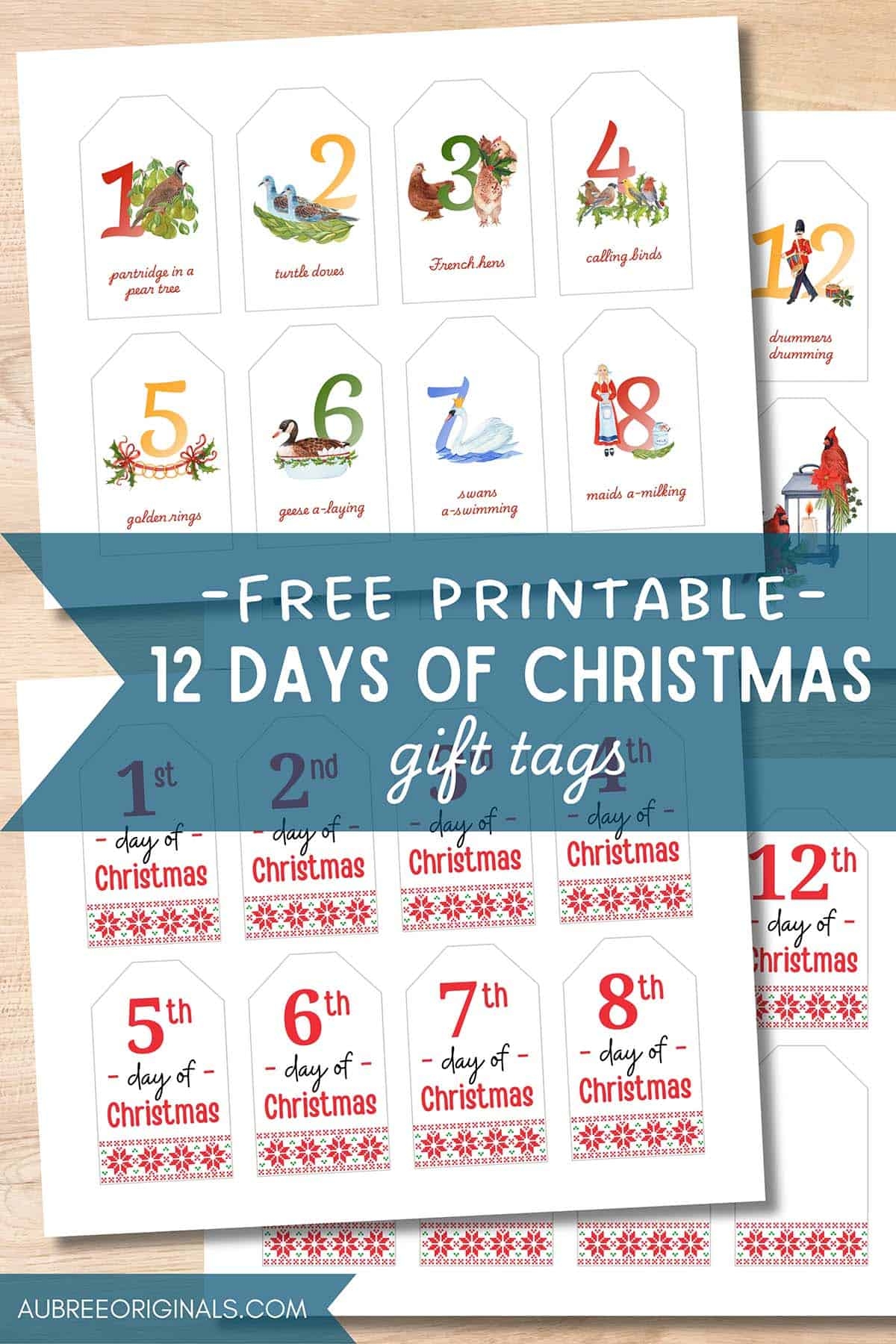 12 Days Of Christmas Free Printable Gift Tags Aubree Originals