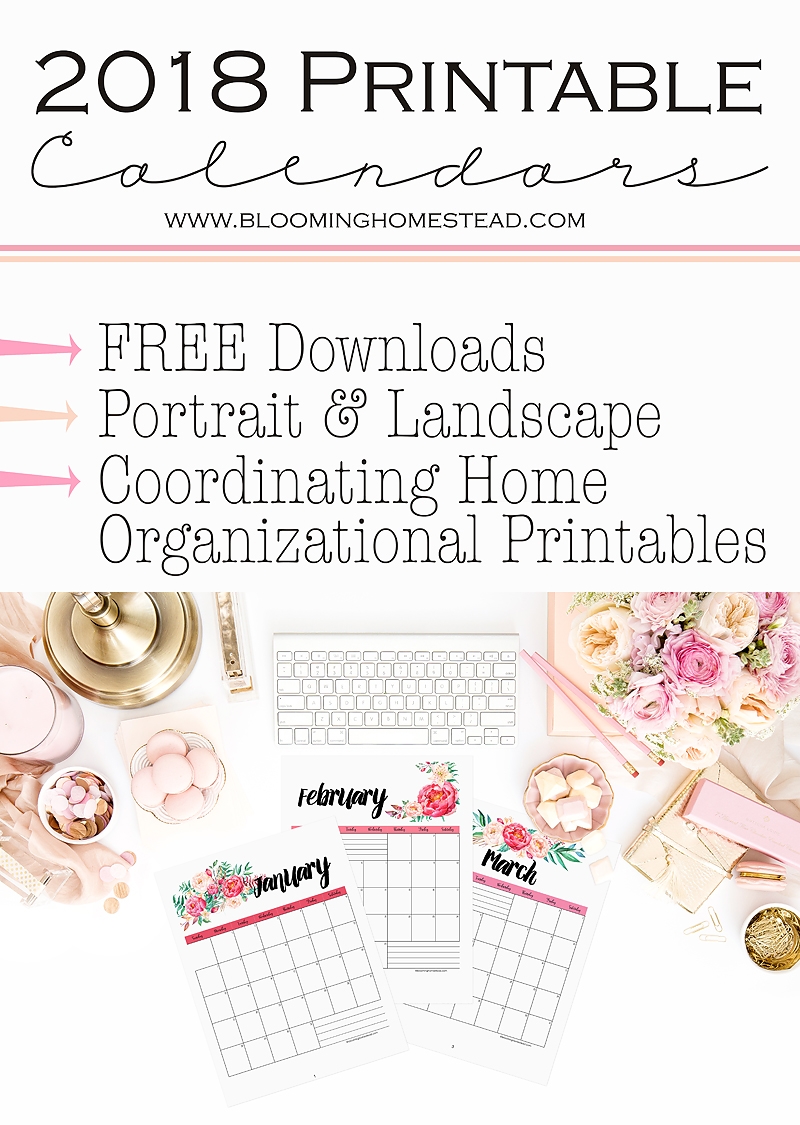 2018 Calendar Blooming Homestead