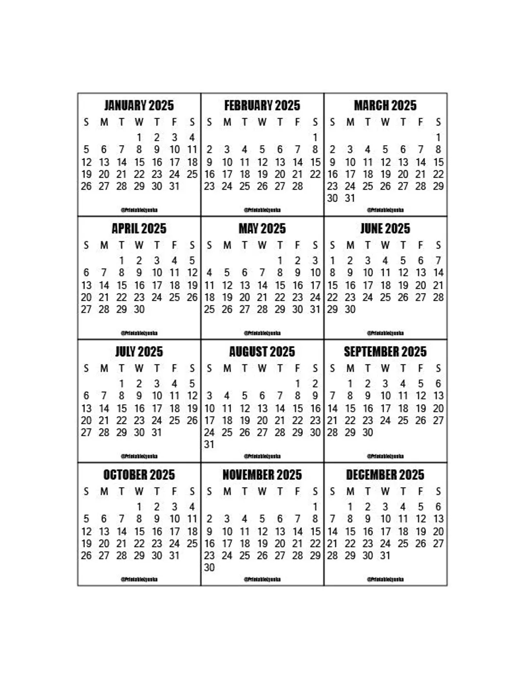 2025 And 2026 Calendar Printable 2025 2026 Mini Monthly Calendar Tab Size 2 X 2 Inches Calendar Printable PDF Etsy Israel