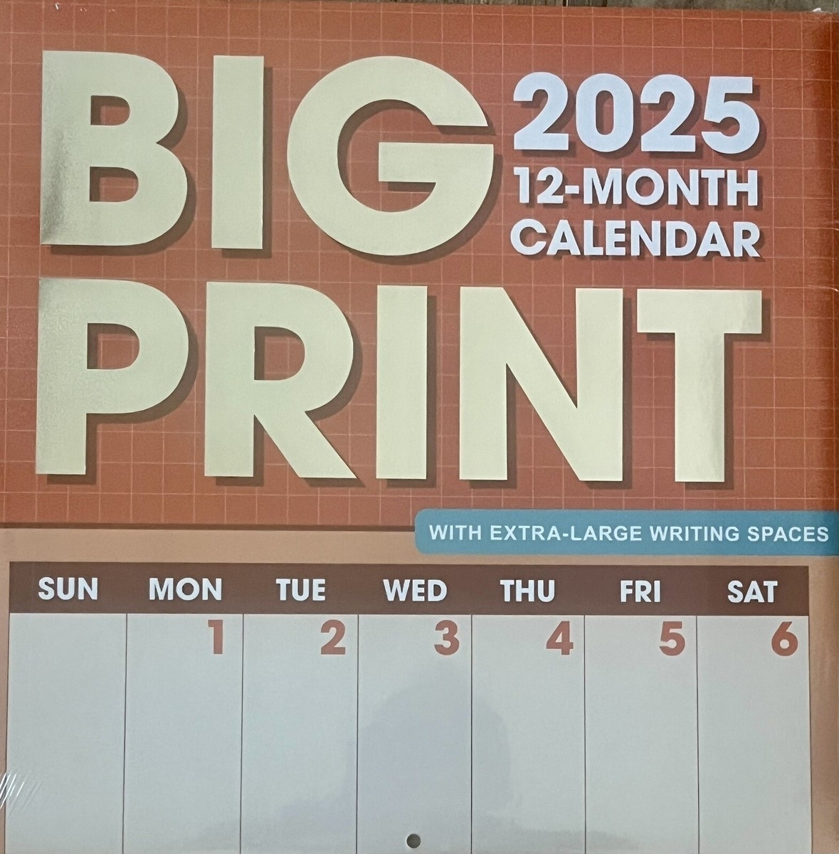 2025 BIG PRINT Hanging Wall Calendar Large Writing Spaces 12 Month 12 X 24 EBay