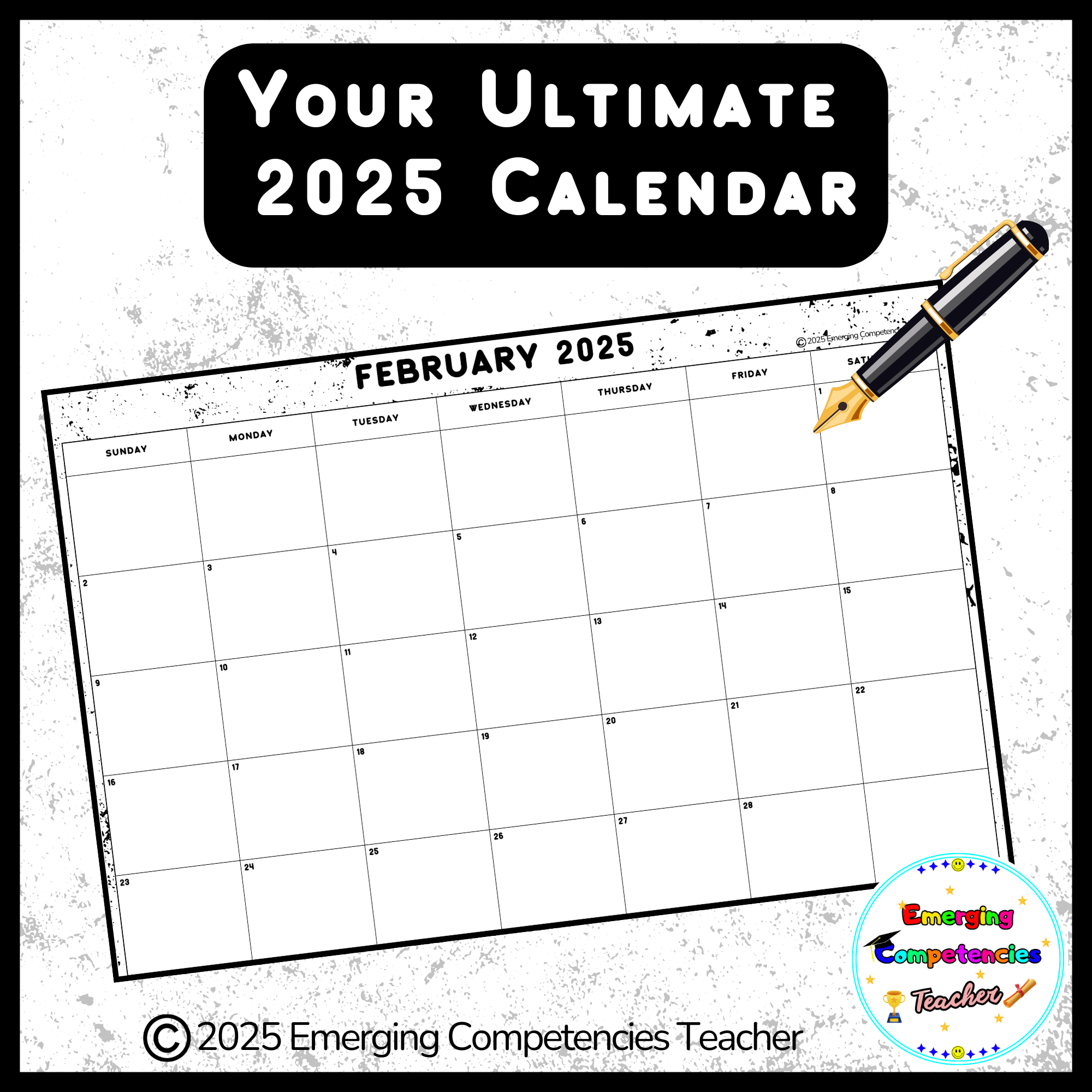 2025 Blank Monthly Calendar Printable