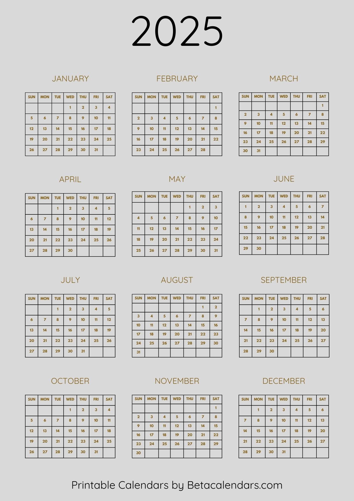 2025 Calendar Printable 2025 Calendar