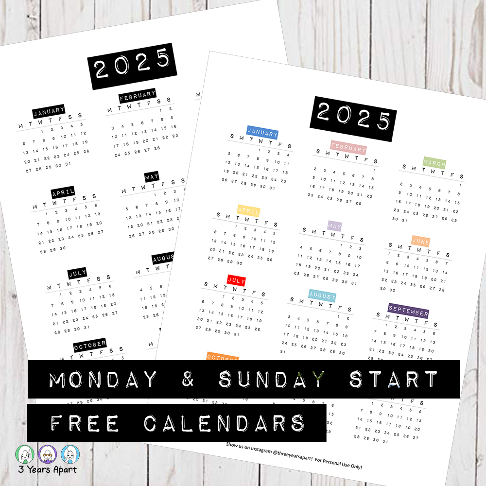 Printable 2025 Calendar Year At A Glance