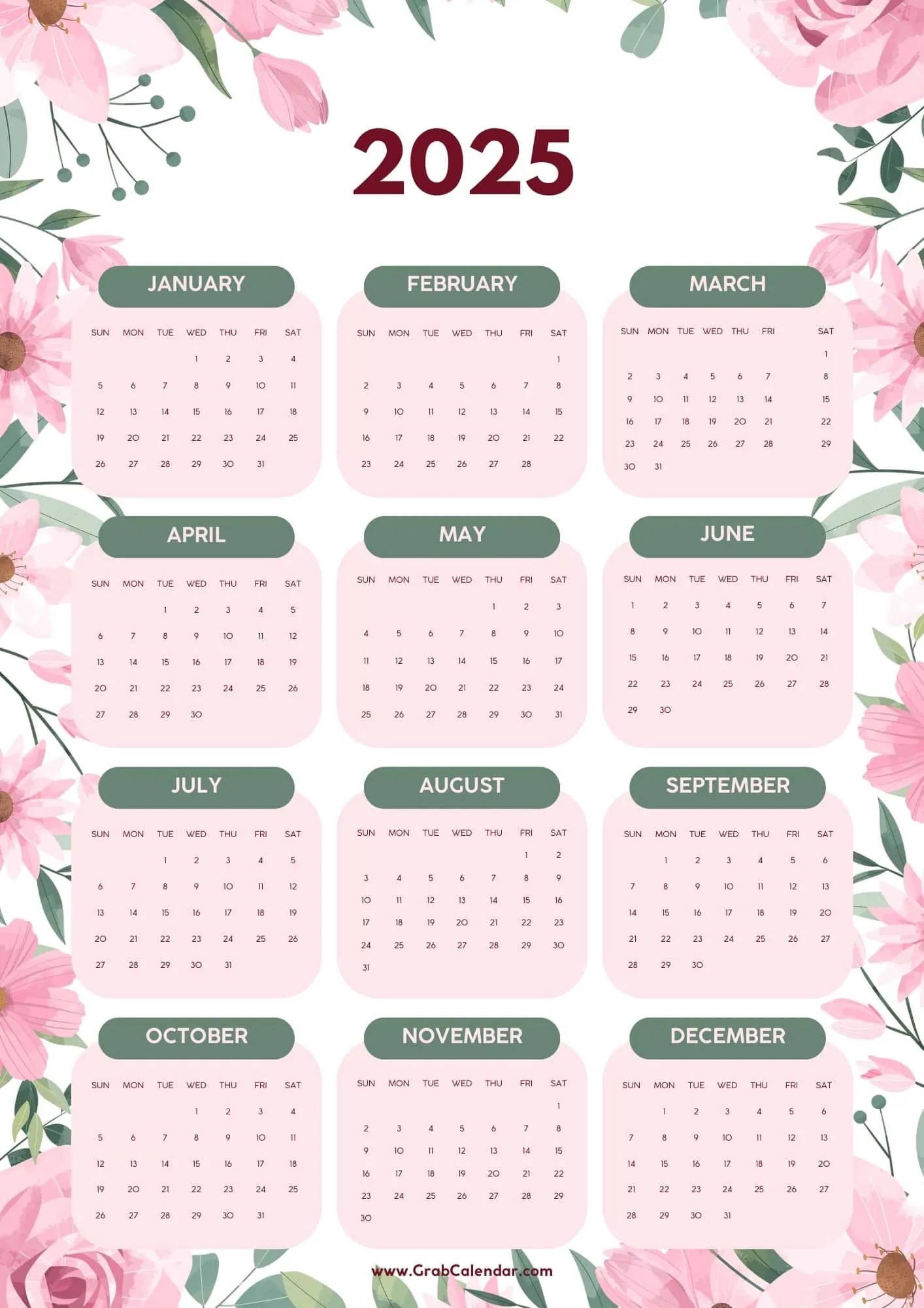 Printable Monthly Calendar With Holidays 2025