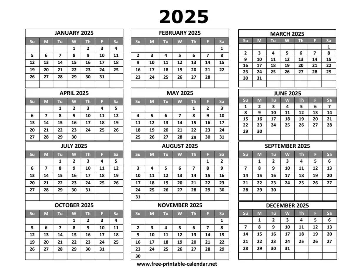 Free Printable Win Calendars 2025