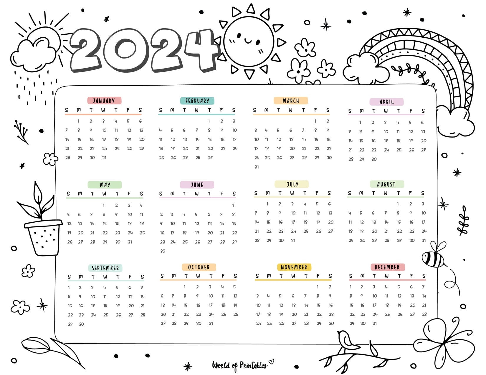 2025 Coloring Calendar Free Printables World Of Printables
