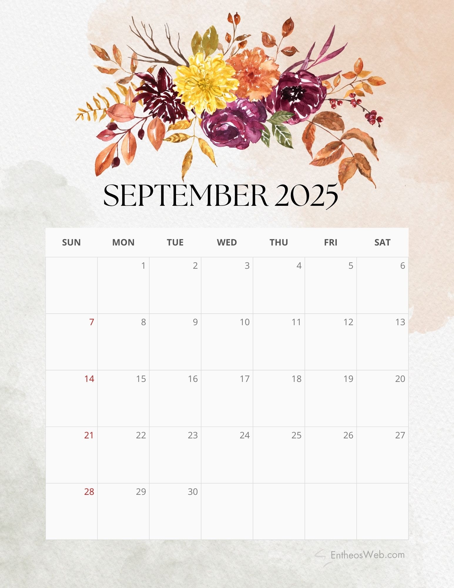 Calendar September 2025 Printable