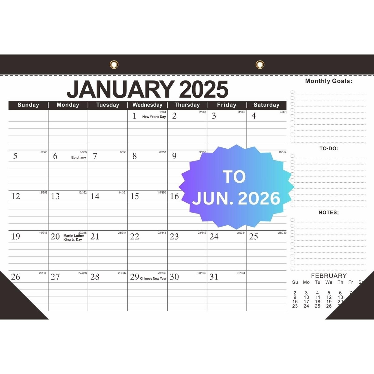 2025 Large Wall Calendar With Julian Date Calendar 2025 2026 From Jan 2025 EBay