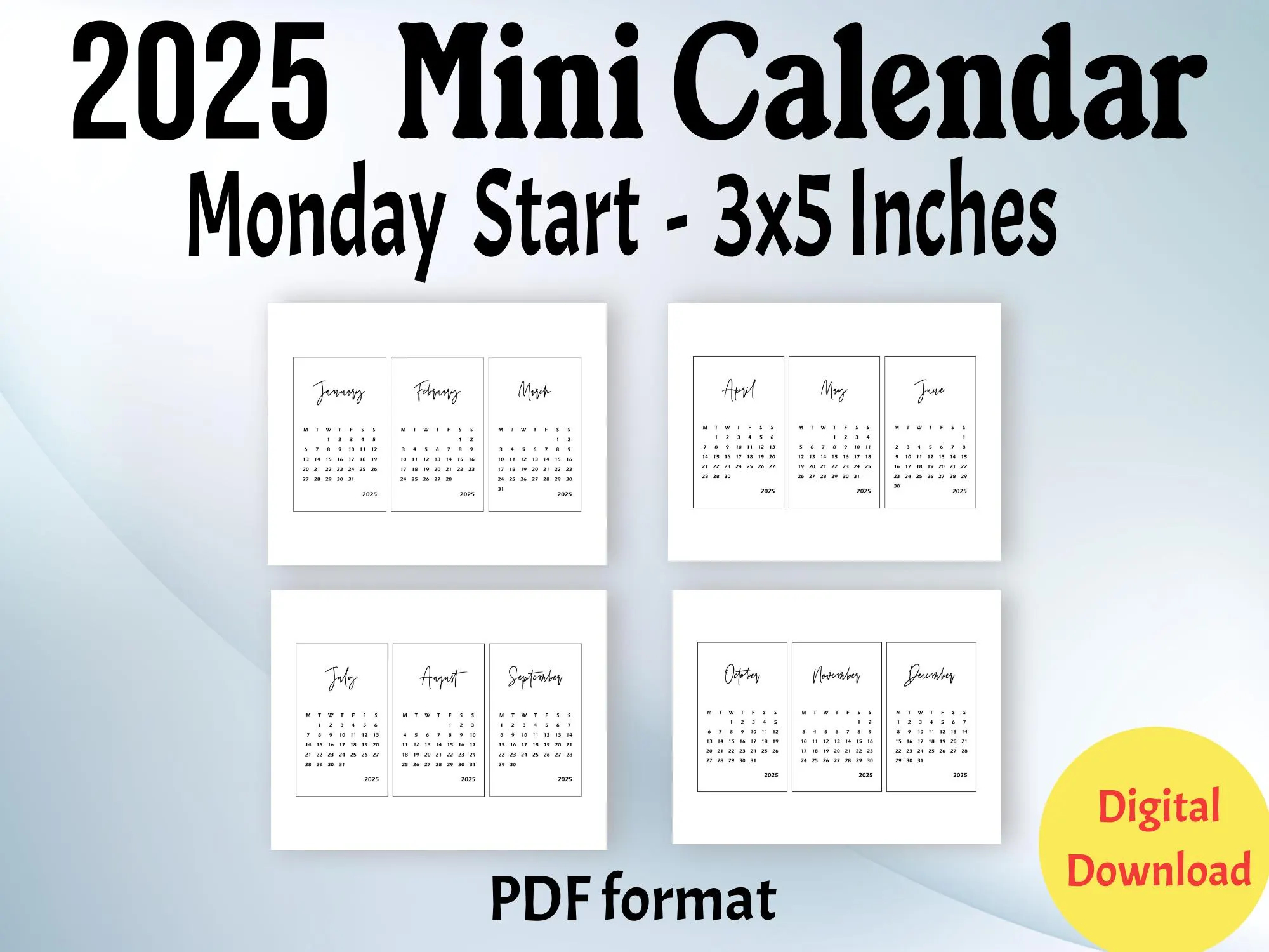 2025 mini calendar printable pdf 3 x 5 inches small calendar sunday and monday start digital download etsy 2025 mini calendar printable pdf 3 x 5 inches small calendar sunday and monday start digital download etsy