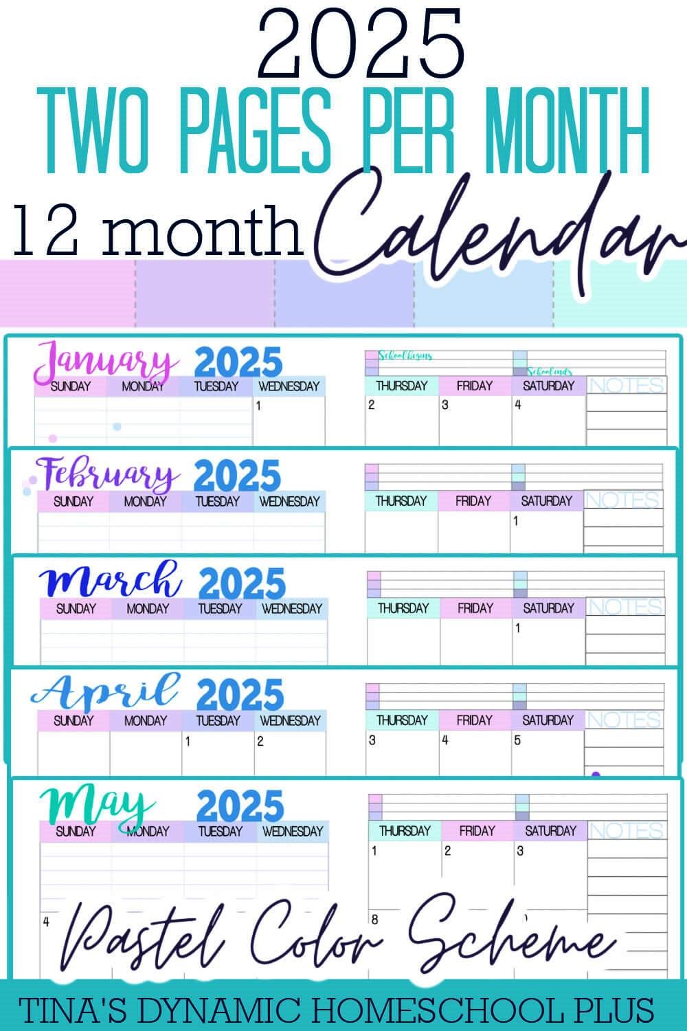 Ree 2025 Printable Month Calendars