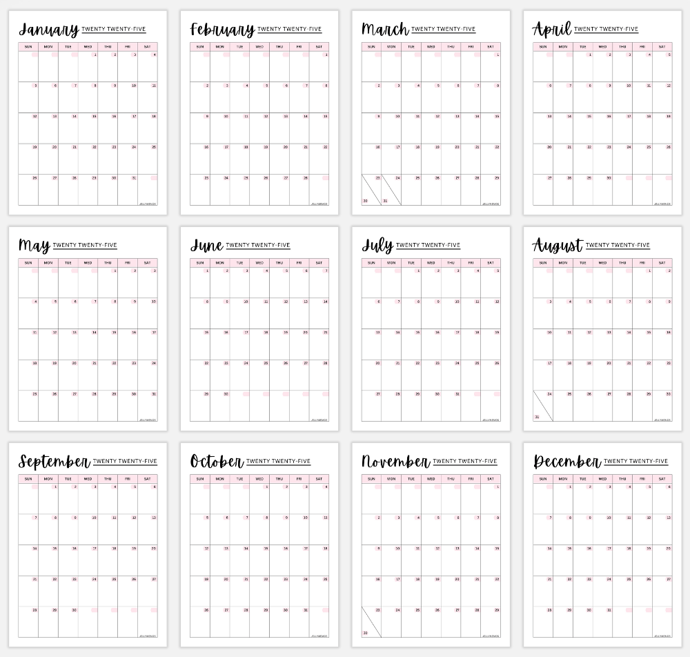Free Printable 2025 Calendar Year On One Page