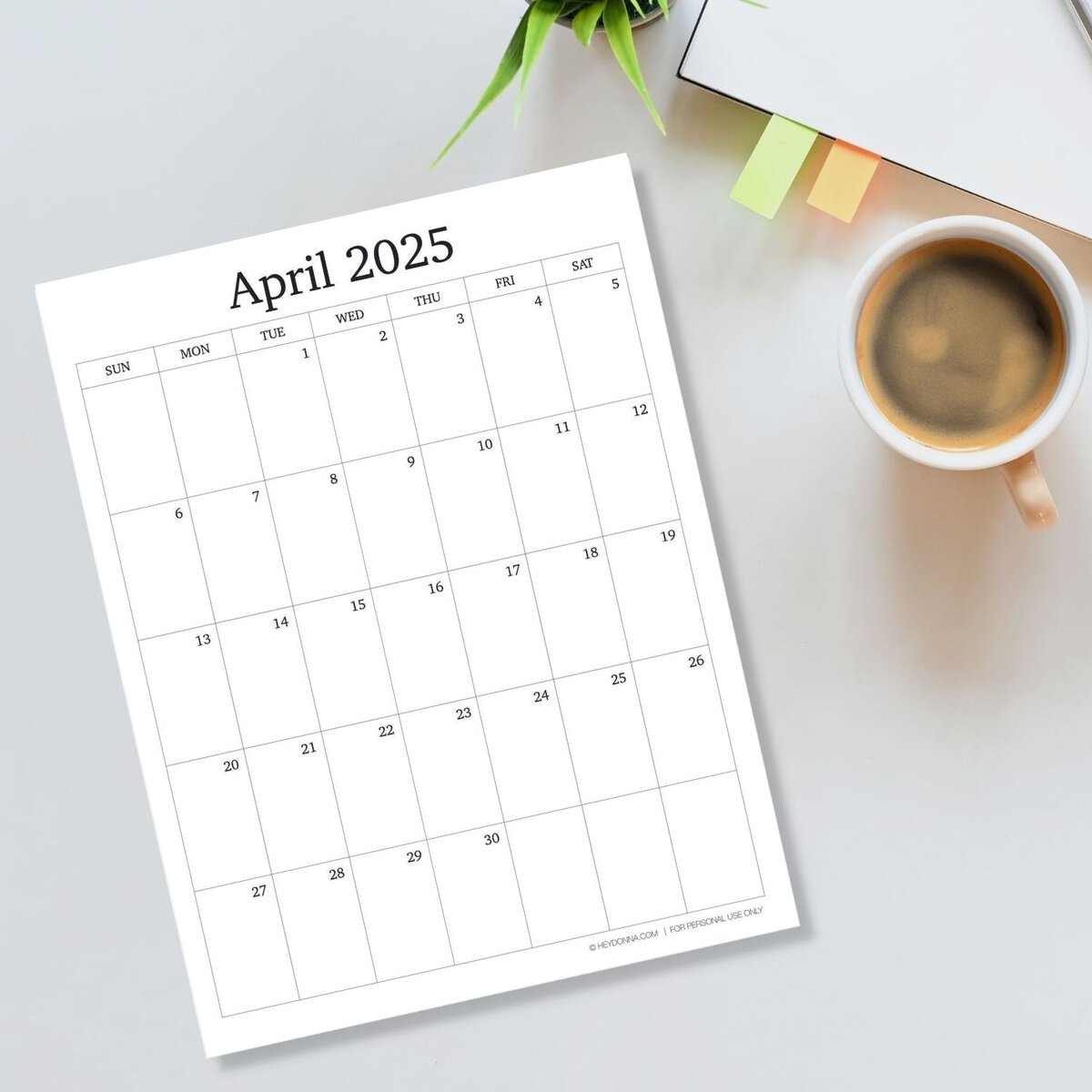 2025 Printable April Calendar FREE Hey Donna 