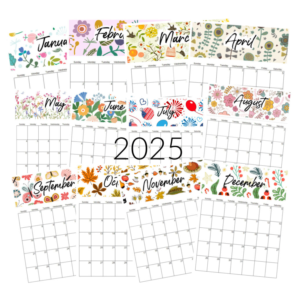 2025 printable calendars