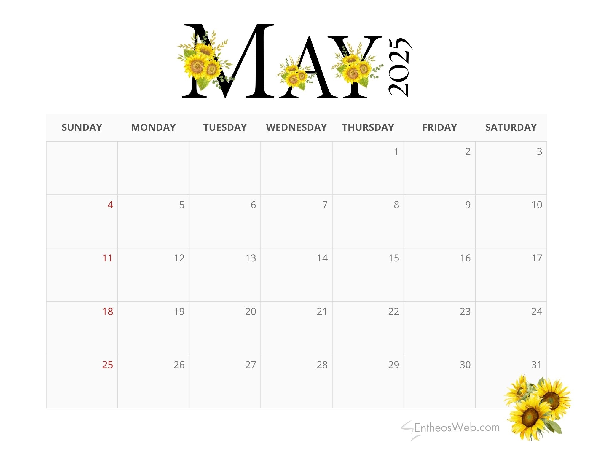 Printable Monthly Calendars 2025