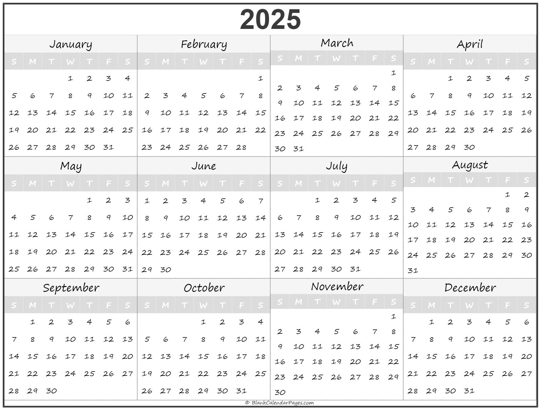 Calendar Printable 2025 Free
