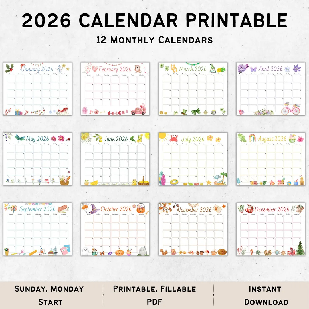 Free Printable Monthly Calendar August 2026
