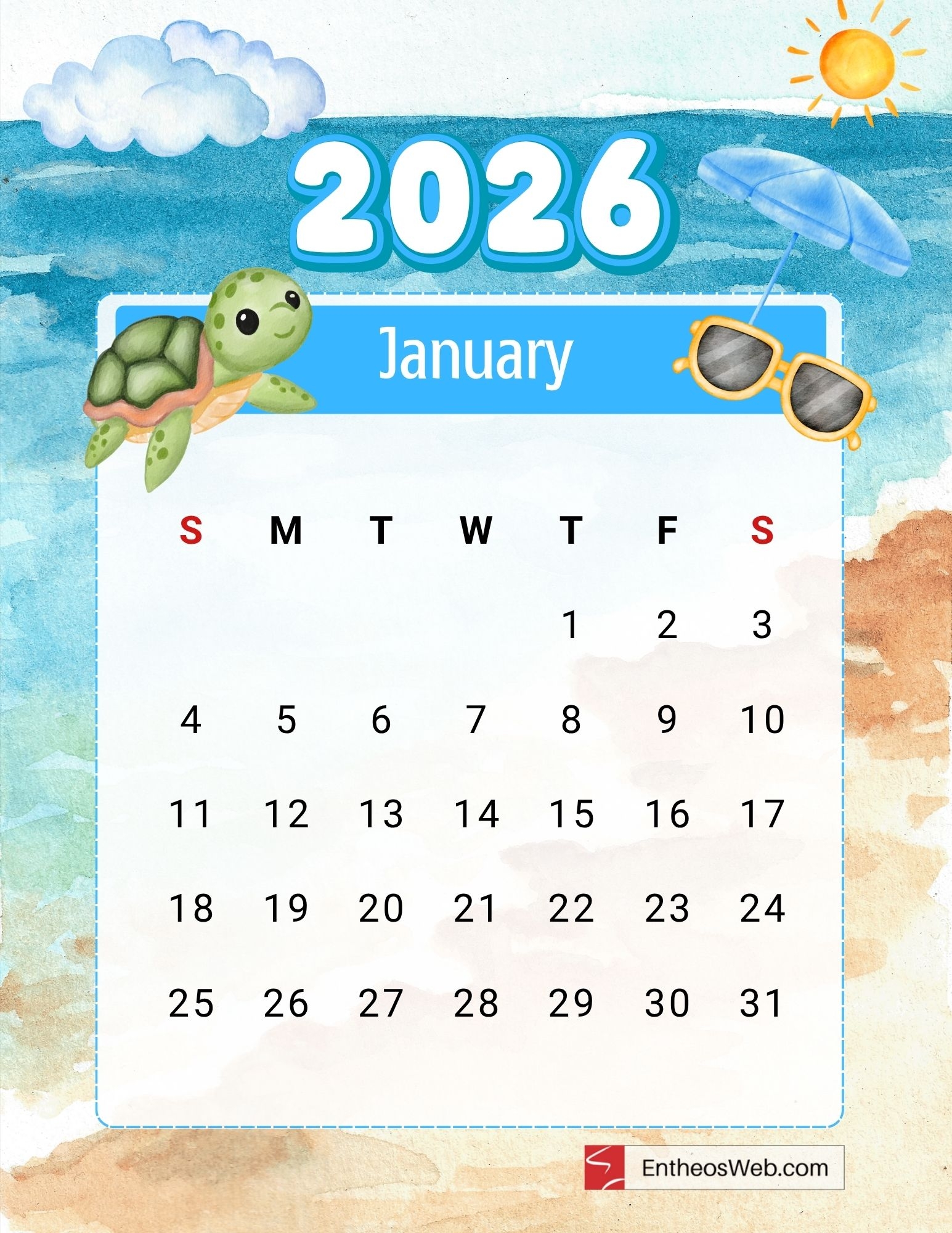 2026 Free Printable Calendar With Ocean Theme Download Now EntheosWeb