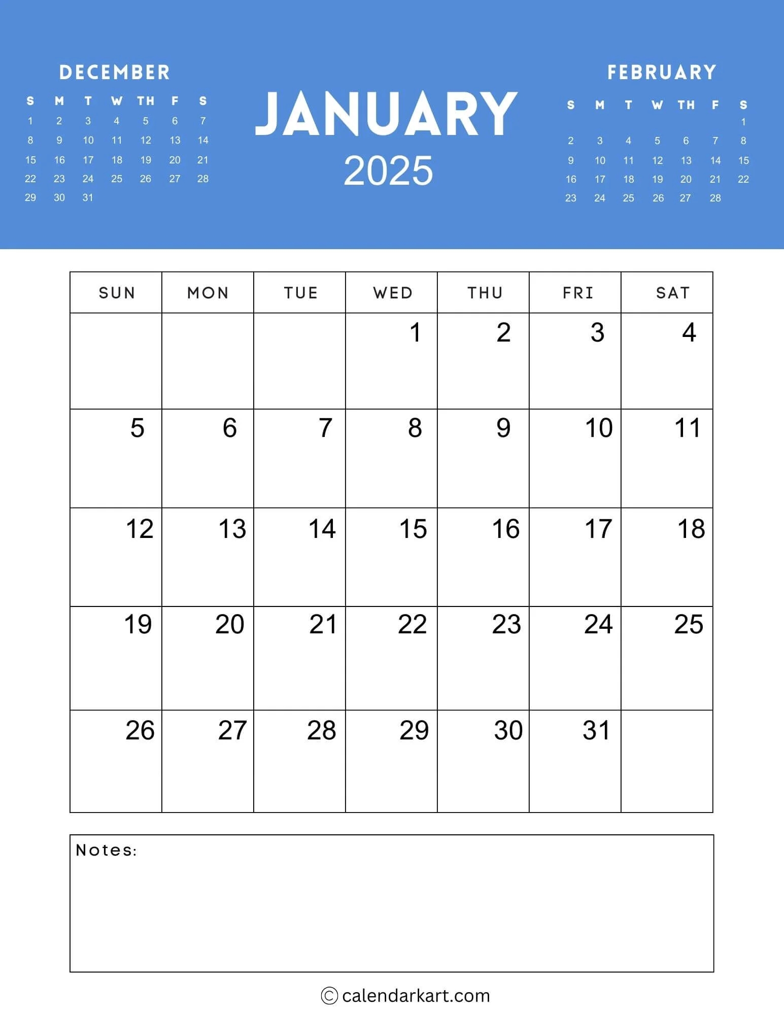 40 Printable January 2025 Calendars Free Pdf Calendarkart